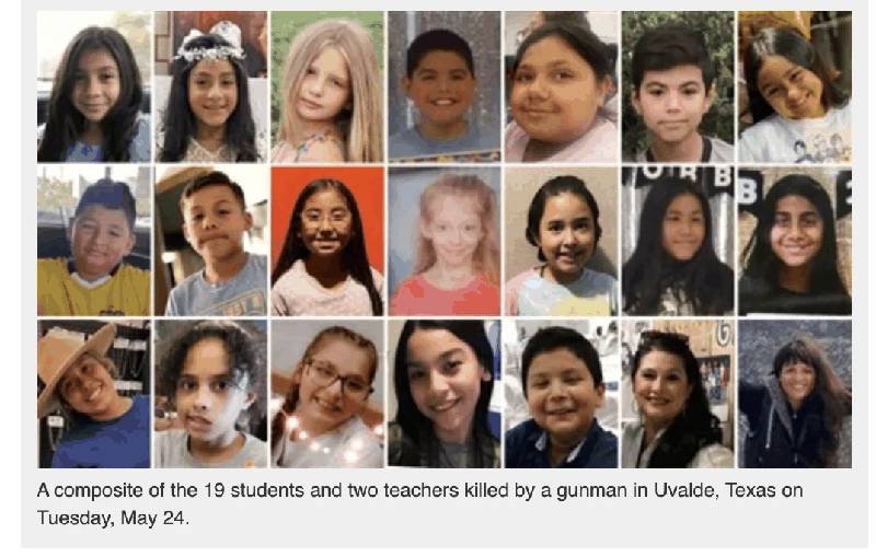 Composite image of the 19 students and two teachers killed at Robb Elementary